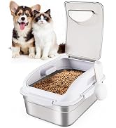 ALL FOR PAWS Stainless Steel Pet Food Storage Container with Airtight Lid & Scoop, 304 Stainless ...