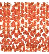 12 Pack 7.9 ft Artificial Maple Leaf Garland, 30 Leaves per Garland, Autumn Leaf Foliage Fall Dec...