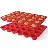 Ruinovate Silicone Muffin Pans for Baking Nonstick 2 Pcs, 24 Cup Mini Cupcake Pan, Food-Grade Sil...