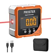Proster Digital Angle Finder with Laser 4-Side Magnetic Angle Gauge | IP54 Waterproof LCD VA Disp...