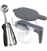 Recogwood Measuring Cups and Spoons set 11-Piece, Stackable Measuring Cup with Lid and Cookie Sco...