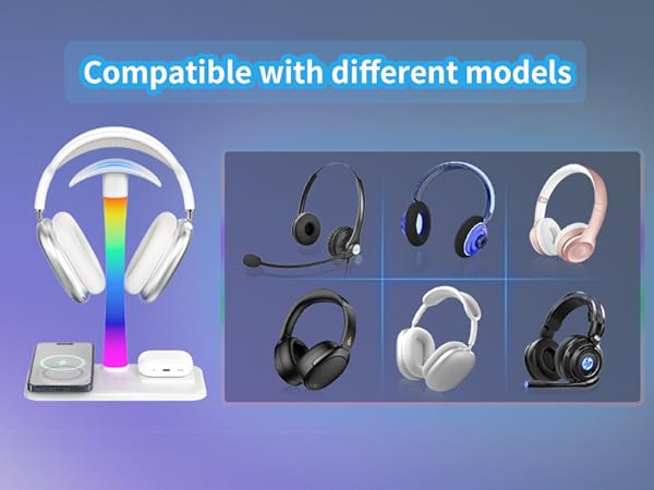 Headphone Stand with Wireless Charger & RGB Light