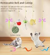 Janbenty Interactive Cat Feather Toys 8Pcs,Interactive Wand,Cat Teaser Retractable,Indoor cat Han...