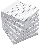 Teskyer Lined Sticky Notes 3x3 Inchs, 600 Sheets White Color Self-Stick Pads, 6 Pads/Pack, 100 Sh...