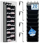 zebricolo shoe organizer,70 Pounds Large Capacity,20-30-Pair over the door shoe organizer,10 Tier...