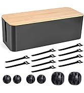 Cable Management Box - Wooden Style Large Cord Organizer Box to Hide Wires & Power Strips | Desk ...