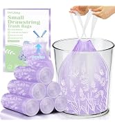 4 Gallon 100PCS Small Drawstring Trash Bags, Floral Printed Design,Thick Pre-separated Garbage Ba...