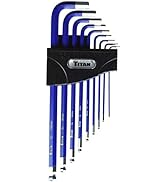 Titan 12714 9-Piece Extra-Long Arm Ball Tip Metric Hex Key Set , Blue