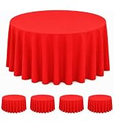 WNINK 4 Pack Red Round Tablecloth, 84 Inch Disposable Plastic Table Covers, Red Round Table Cover...