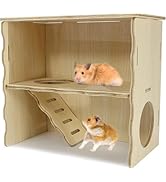 Jevnd Double-Decker Hamster Hides, Wooden Hamster Hut, Syrian Hamster Hideout with Acrylic Panel ...