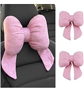 Figpade 2PCS Cute Bow Car Headrest Pillow,Comfortable & Breathable Car Neck Pillows for Relief Ne...