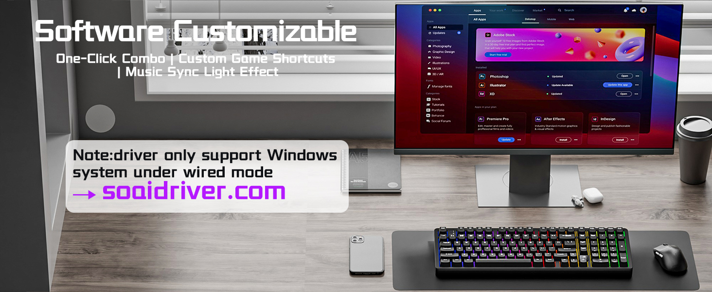 HI98C Wireless Computer Aluminum Keyboard