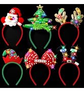 Light Up Christmas Headband for Women Men, 6 Pcs Christmas Headwear Holiday Accessories Cute Hair...