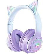 Bluetooth Cat Ear Headphones for Kids & Adults, Wireless & Wired Mode Foldable Headset with Mic -...
