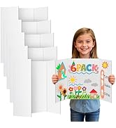 Cosweet 6 Pack Small Trifold Poster Board 21" x 14" - Premium Quality Thick White Presentation Bo...