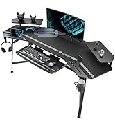 EUREKA ERGONOMIC Gaming Desk with Led Lights,72" Wing-Shaped Studio Desk W Keyboard Tray,Large Co...