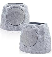 uuffoo 2-Pack Outdoor Rock Speakers Waterproof Patio with Lights Color,Multi-Sync Up to 100 Speak...