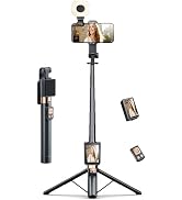 3 in1 Phone Tripod 67'' with Vlog Selfie Monitor with Light, 2'' in Back Camera Screen Mirroring ...