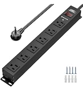 CRST 6 Outlet Heavy Duty Power Strip with Switch, 15A/1875W Metal Mountable Power Strip Surge Pro...