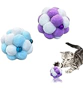 Andiker Cat Ball Toy, 2Pcs Durable 2.5in Cat Toy Interactive Balls with 3 Bells to Attract Cat At...