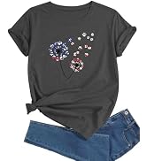 J&DHUASHA Women's Plus Size Floral T-Shirt Short Sleeve Crewneck Flower Graphic Tees Casual Summe...