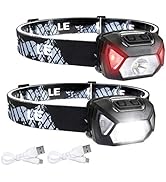 LE LED Headlamp Rechargeable, 6 Modes, Super Bright, Lightweight and Comfortable, IPX4 Rate, Rech...