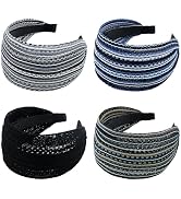ACO-UINT 4 Pack Wide Headbands for Women, Large Head Bands With Teeth, Non-slip Thick Turban Hair...