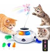 GIFAIRY Cat Toys for Indoor Cats, 3 in 1 Automatic Cat Toy with Silent Motor (White) – Interactiv...