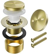 Brushed Brass Bath Tub Drain and Overflow Kit - Universal Fit for 1-3/8 & 1-1/2 Inch NPSM - Tip-T...
