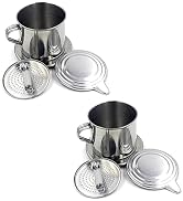 ZhangyiHot 2Pcs Silver Vietnamese Coffee Filter Stainless Steel Pot Drip Infuse Cup Brewing Teapo...