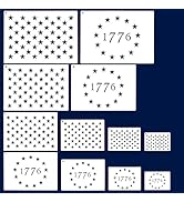 12 PCS Plastic American Stencil Template, 6 Sizes 13 Stars 1776 Template and 50 Star Stencils for...