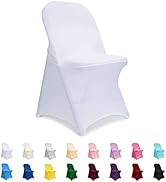 ManMengJi White Folding Chair Covers, Spandex Folding Chair Covers 12 PCS, Banquet Chair Slipcove...