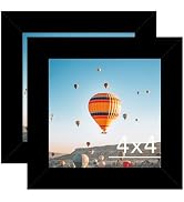 4x4 Picture Frame Set of 2 Black for Wall Hanging or Tabletop, Wall Mounting Horizontally or Vert...