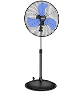 5000 CFM 20 IN Pedestal Oscillating Fan, 3 Speed Heavy Duty Metal Fan, High Velocity Air Circulat...