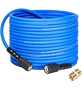 TOOLCY Super Flexible Pressure Washer Hose 50ft, 3300 PSI, 1/4 Inch Kink Resistant Power Washer H...