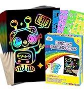 ZMLM Scratch Paper Art Crafts Kids Gifts, 100PCS Rainbow Scratch Paper Art for 3 4 5 6 7 8 9 Year...