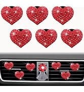 6Pcs Bling Heart Air Vent Clips Red Heart Car Air Fresheners Vents Clips Car Diffuser Diamond Car...