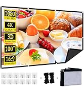 Portable 100-inch Projector Screen,XINLEMY 4k HD 16:9 Anti-Crease Foldable black backing Absorbs ...