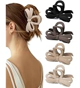 ACECHA 4 Pack Cute Bow Claw Clip for Women, Strong Hold Matte Hair Clips Bows for Thick Hair, Dur...