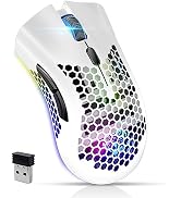 VEGCOO Wireless Gaming Mouse, Silent Click Wireless Rechargeable Mouse with Colorful LED Lights a...
