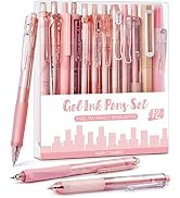 FourCandies 12Pack Pastel Gel Ink Pen Set, Cute Note Taking 0.5mm Fine Point Retractable 11 Pack ...