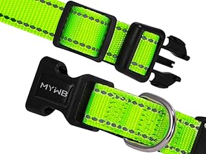 MYIWB Dog Collar Quick-Release Buckle, Easy On/Off, Reflective Strips for Safety