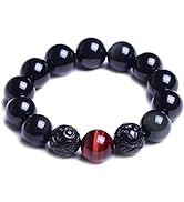 vv8oo Black Obsidian Rainbow Bracelet Tiger Eyed PI xiu Beads Bracelets Fengshui