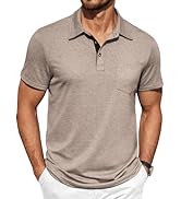 COOFANDY Men Short Sleeve Polo Shirt Casual Summer Collar Shirts Dress Button Polo T Shirt Classi...