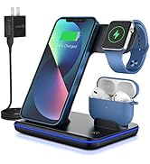 WAITIEE 3 in 1 Wireless Charger,15W Fast Charging Station for Apple iWatch Series SE/7/6/5/4/3/2,...