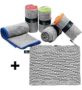 Acteon Microfiber Gym Towels 5-Pack and Wet Bag for Wet Clothes, Swim Combo Bundle