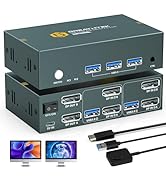 8K USB3.0 Displayport KVM Switch 2 Monitors 2 Computers,2 Port DP Monitor Switch for 2 Computers ...