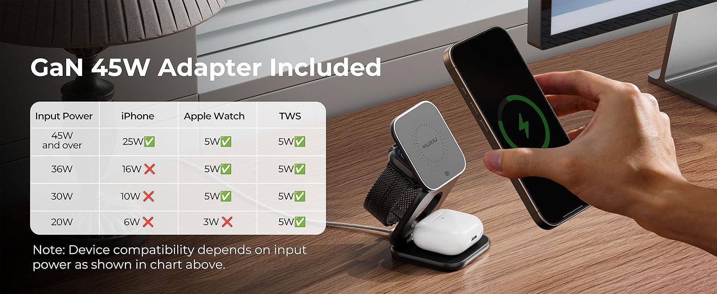 phone watch charger station for iphone and watch charging station 3 in 1 wireless charging station