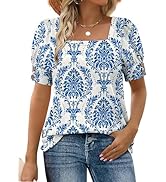 WIHOLL Womens Tops Summer Short Sleeve Shirts Square Neck Spring Outfits 2026 Fashion Clothing Bl...