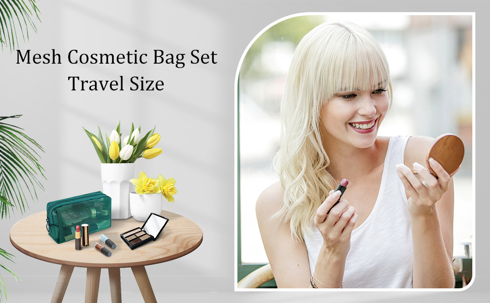 mesh travel organizer bags mesh pouch with zipper pouch for purse